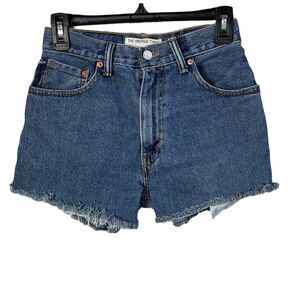 Levi’s SZ 25 Jean Shorts Frayed Hems Zip-Fly Hi-Rise by The Vintage Twin Blue